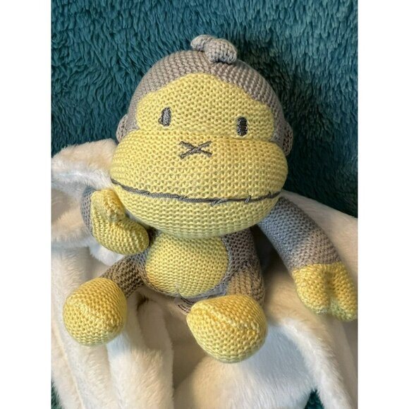 Baby Bum Monkey Duke Lovey Yellow Gray Plush Knitted Security Blanket Toy - Picture 4 of 7